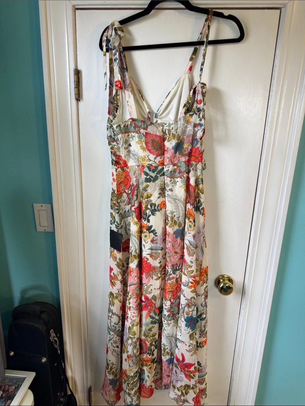 Lulus Simply Blissful Ivory Multi Floral Tie-strap A-line Midi Dress White - Picture 7 of 9